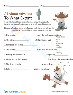 All About Adverbs: To What Extent Worksheet