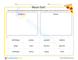 Noun Sort Worksheet