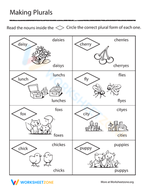 Worksheet on Making Plurals