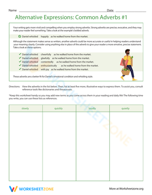 Common Adverbs Worksheet I