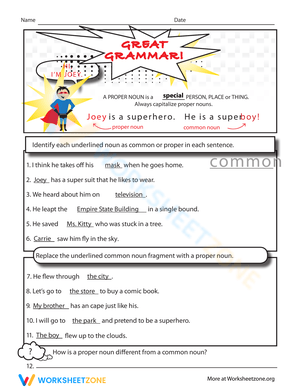 Common and Proper Nouns Worksheet