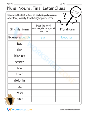 Plural Nouns Clues