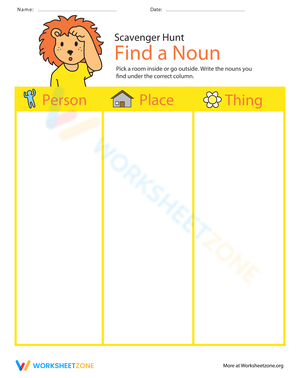 Noun Search Worksheet