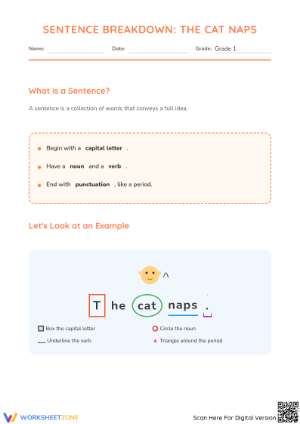 Sentence Structure Worksheet | Grade 1 English Printable