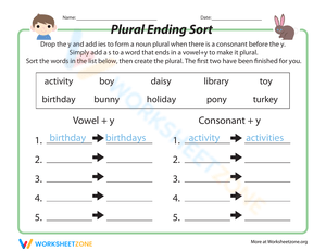 Sorting Plural Endings