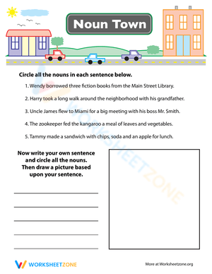 Noun Town 6 Worksheet: Exploring Nouns