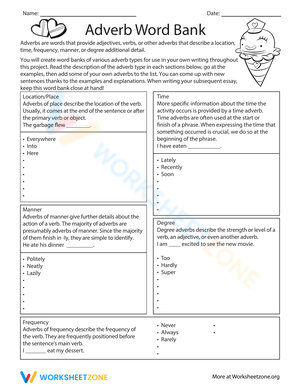 Adverb Word Bank