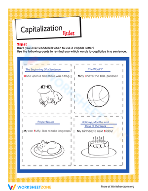 Capitalization Rules Worksheet for Kids 