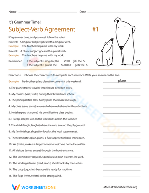 Master Subject-Verb Agreement: Grammar Worksheet