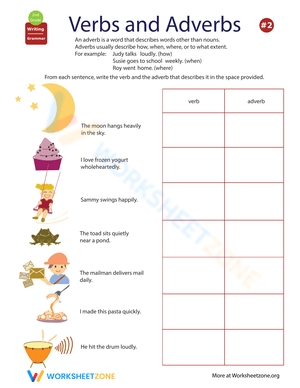 Verbs and Adverbs Worksheet