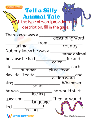 Fill-in-the-Blanks Funny Story Worksheet
