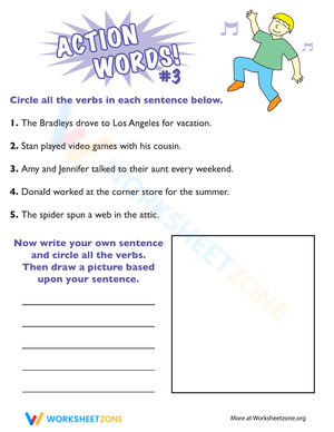 Action Words Grammar Worksheet
