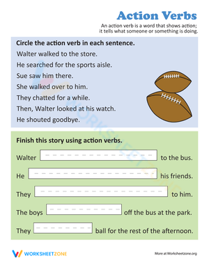 Using Action Verbs Worksheet