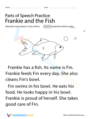 Grammar Story: Fish Worksheet