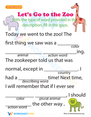 Fill-in Funny Story Worksheet