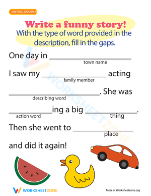 Fill-in Funny Story 1 Worksheet