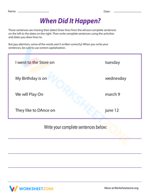 When Did It Happen? Time Worksheet