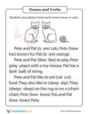 Pete and Pat: A Fun Grammar Story Worksheet
