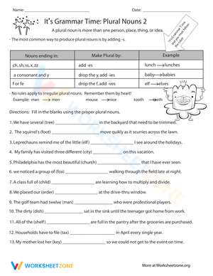 Its Grammar Time: Plural Nouns