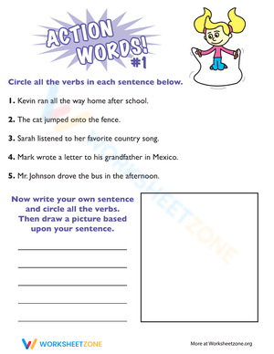 Action Words 1 Grammar Worksheet