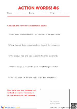 Essential Action Verbs Worksheet | Grade 2 Printable