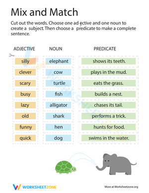 Subject-Predicate Mix & Match Worksheet
