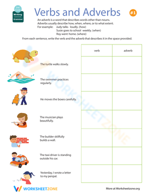 Adverbs and Verbs Worksheet