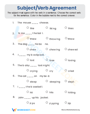Subject Verb Agreement Quiz for Grammar Practice