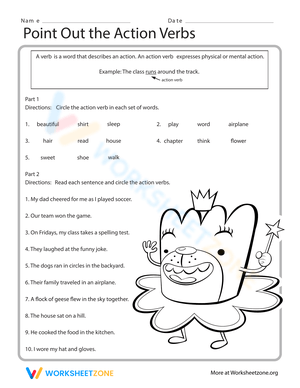 Point Out the Action Verbs Worksheet