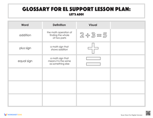 Glossary: Let's Add! Worksheet