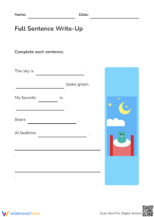 Essential Full Sentence Write-Up | Preschool ELA