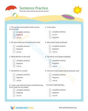 Write Sentence Practice Worksheet
