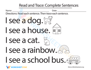 Read and Trace: Practicing Complete Sentences