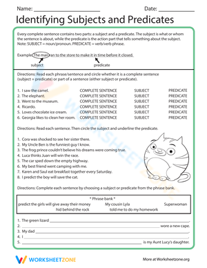 Identifying Subjects and Predicates