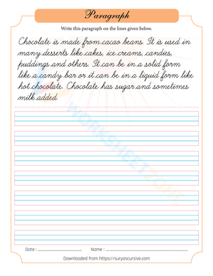 Chocolate Paragraph Handwriting Practice