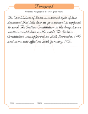Constitution of India Handwriting Practice Sheet