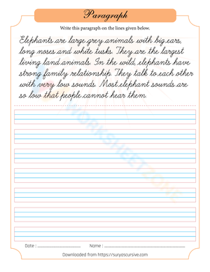 Elephant Handwriting Practice Worksheet