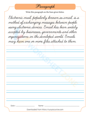 Email Handwriting Practice Sheets for Students