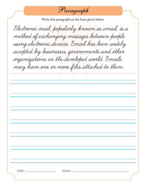 Email Handwriting Practice Sheets for Students