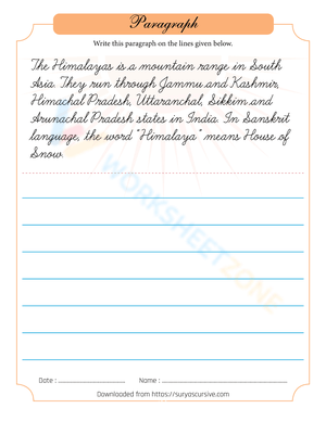Himalayas Handwriting Practice Sheet for Kids