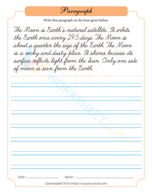 Moon Handwriting Practice Sheet for Kids