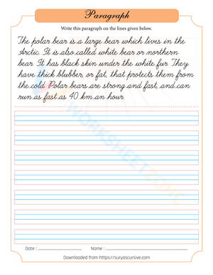 Polar Bear Handwriting Practice Sheet for Kids
