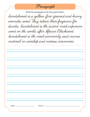 Sandal Wood Handwriting Practice Sheet