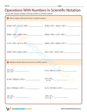 Operations With Numbers In Scientific Notation Practice