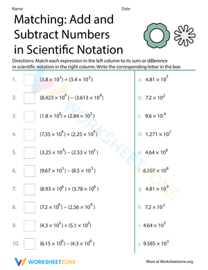 Add and Subtract: Scientific Notation Matching