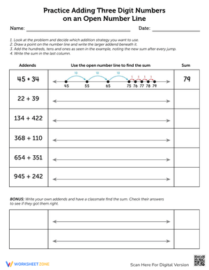 Add on Line: Three-Digit Addition