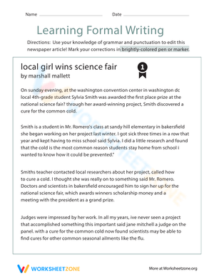 Grammar Learning: Formal Writing Skills