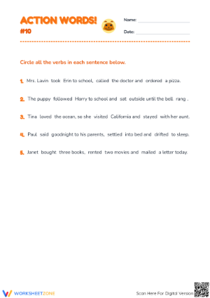 Action Words Past Tense Verbs Worksheet | Grade 2 Essential