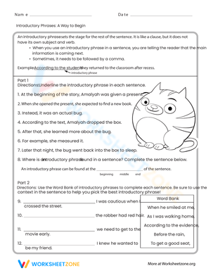 Using Introductory Phrases Worksheet