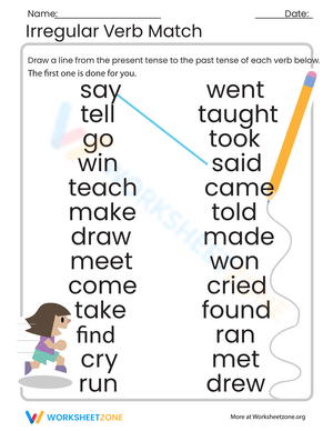 Irregular Verb Match Worksheet